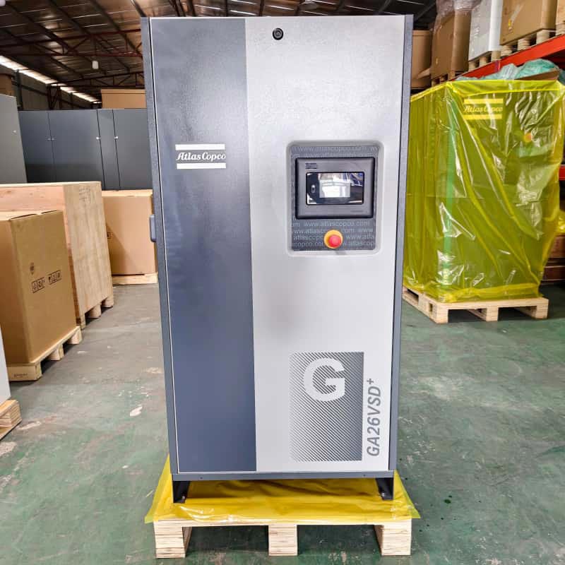 Compresor de aire Atlas Copco Original GA26 VSD + 26kW 35HP Compresor de aire de tornillo rotativo con inyección de aceite de velocidad variable 13Bar