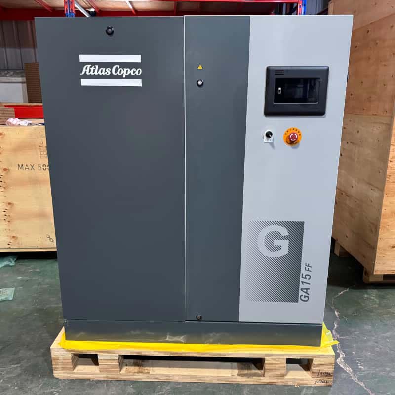Atlas Copco GA15 FF 15kW Compresor de aire de tornillo rotativo con inyección de aceite Secador integrado 7,5 13Bar